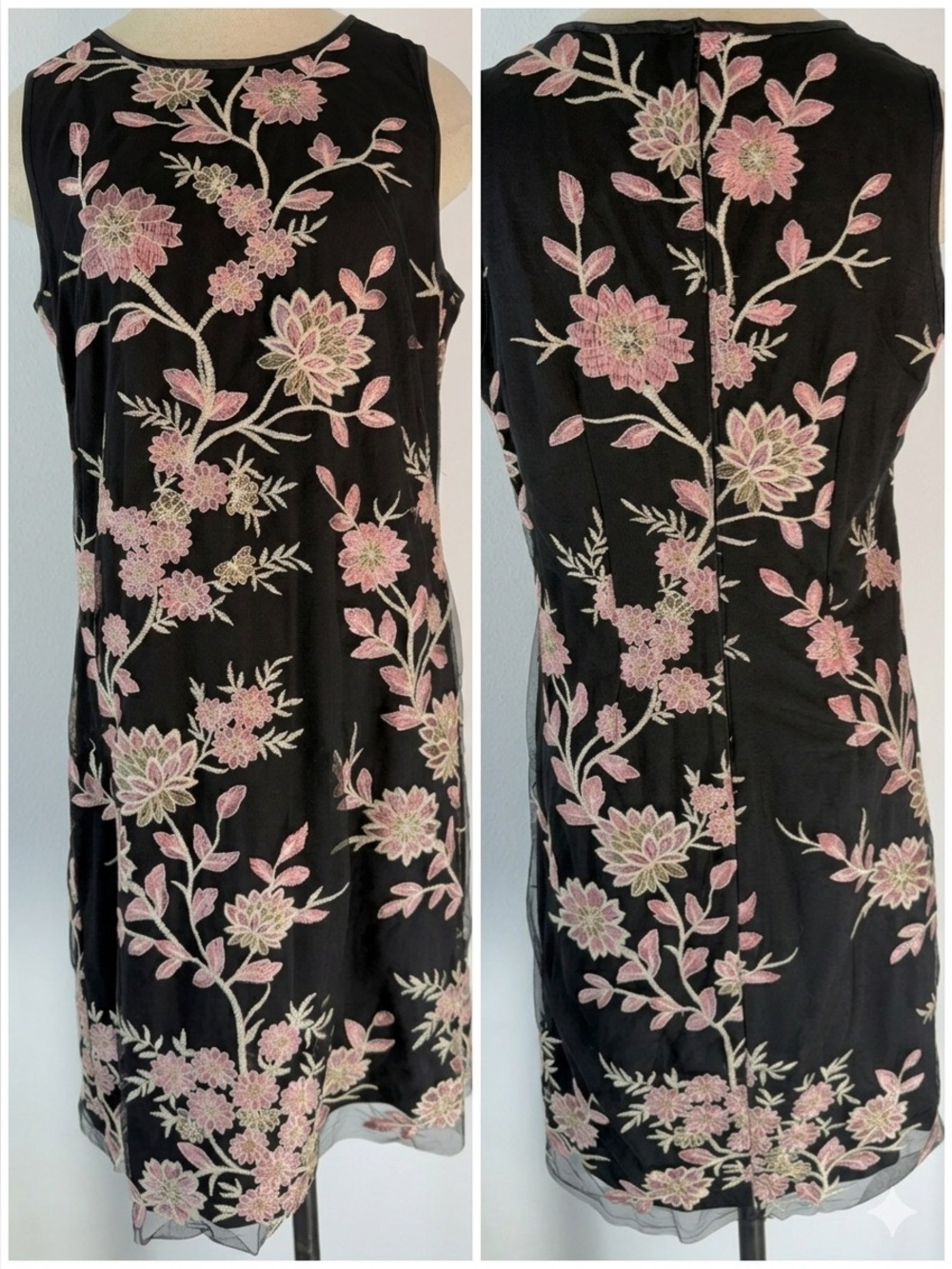90s Y2K Inspo Jessica Howard Pink Floral Embroidered Mini Dress Boho Fairy‎ 8